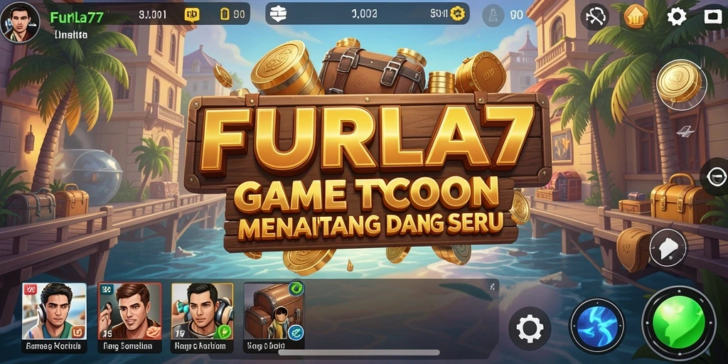 Menampilkan screenshot gameplay seru dari FURLA77 yang menggambarkan manajemen bisnis.