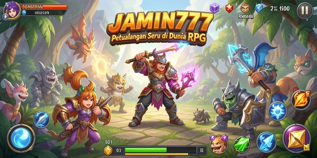 Tangkapan layar gameplay RPG menampilkan petualangan seru di JAMIN777.