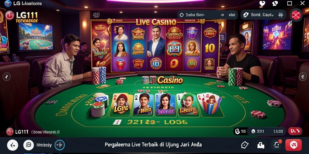 Tampilan interaktif gameplay Live Casino yang mendebarkan dan realistis.