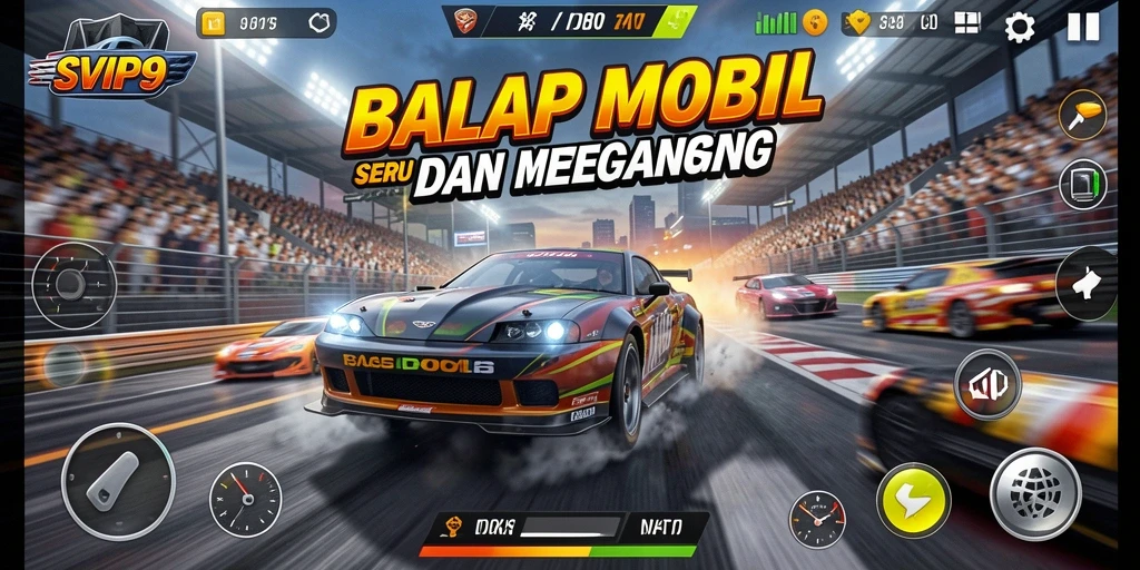 Tampilan gameplay balapan mobil yang mendebarkan di SVIP9.