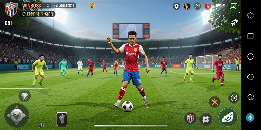 Tangkapan layar gameplay <strong>WINBOSS</strong> yang menunjukkan aksi seru di lapangan.